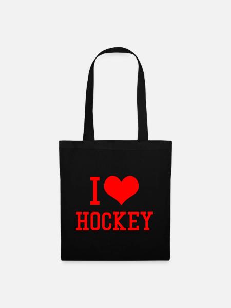 I Love Hockey - Stoffbeutel - Schwarz