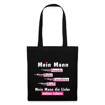Mein Mann ist die Liebe meines Lebens - Geschenk - Stoffbeutel - Schwarz - Vorne