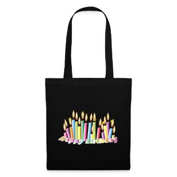 Bougies d'anniversaire arc-en-ciel avec joyeux anniversaire - Sac en tissu - noir - Devant