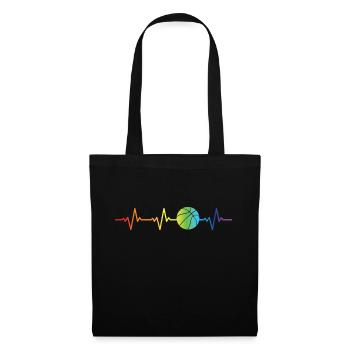 Basketball Herzschlag in Regenbogen LGBTQ Farben - Stoffbeutel - Schwarz - Vorne