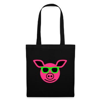 Cochon avec lunettes de soleil - Sac en tissu - noir - Devant