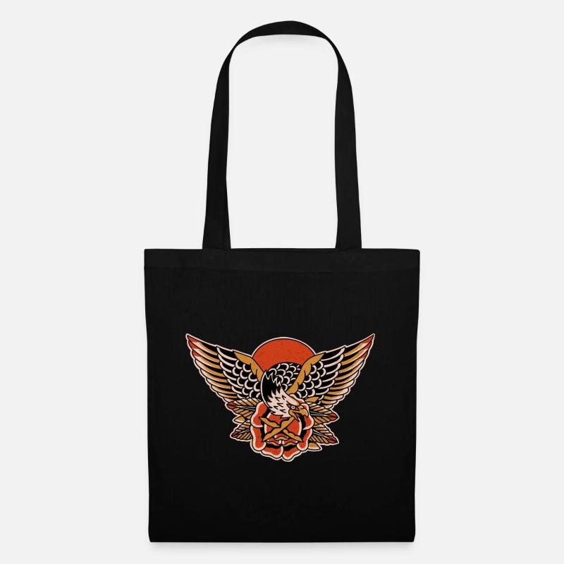 Adler tattoo style graphic design - Stoffbeutel - Schwarz