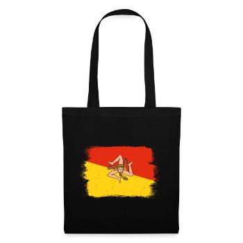 Drapeau de la Sicile Italie Palerme Trinacria Italia - Sac en tissu - noir - Devant