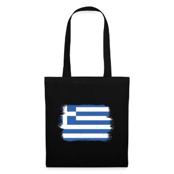 Griechenland Flagge Hellas Athen Griechische Fahne - Stoffbeutel - Schwarz - Vorne