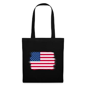 USA Flagge Amerika Fahne Stars & Stripes Patriot - Stoffbeutel - Schwarz - Vorne