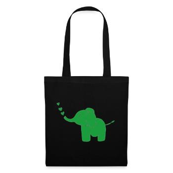 elefant grün - Stoffbeutel - Schwarz - Vorne