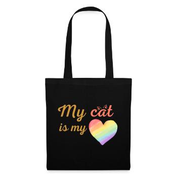 Meine Katze ist meine liebevolle Regenbogenorange - Stoffbeutel - Schwarz - Vorne