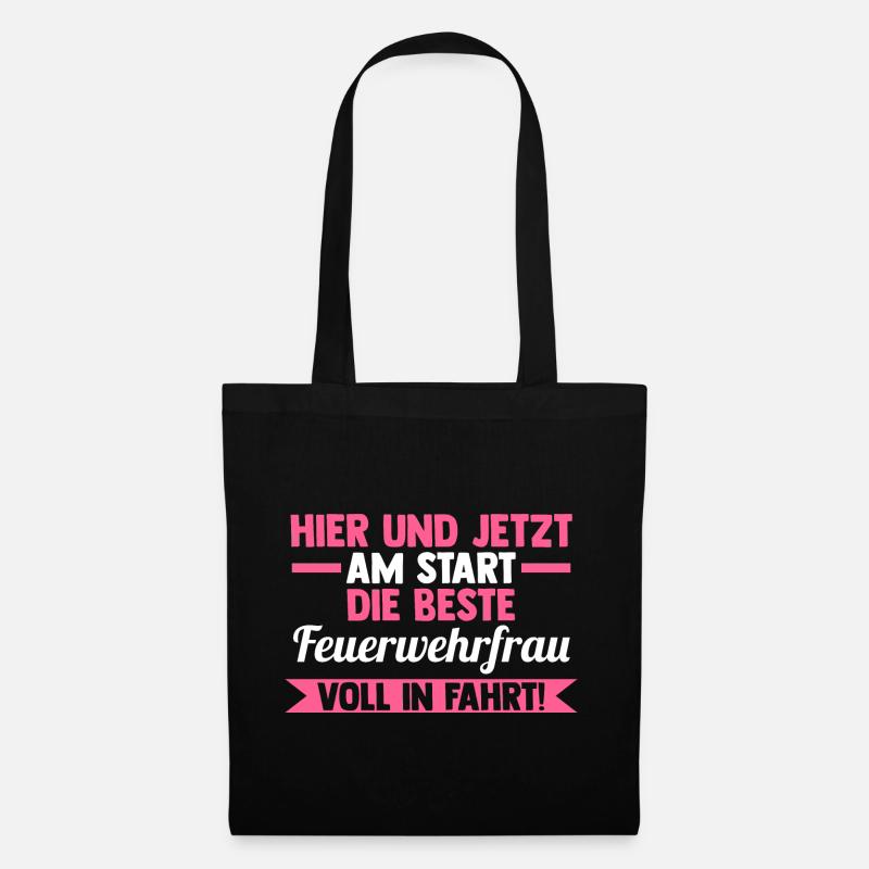 Feuerwehr Feuerwehrfrau - Stoffbeutel - Schwarz