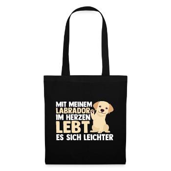 Hund Labrador - Stoffbeutel - Schwarz - Vorne