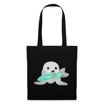 Seal with fish - Tote Bag - black - Front