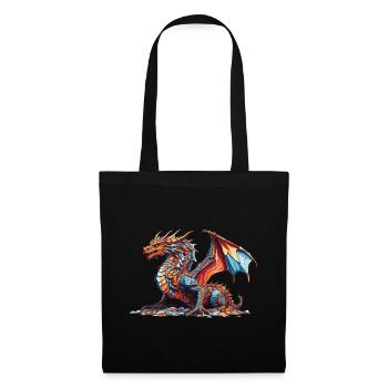Drache anime manga blau bunt - Stoffbeutel - Schwarz - Vorne