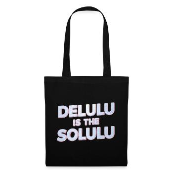 Delulu Is The Solulu 3D Silber Typografie - Stoffbeutel - Schwarz - Vorne