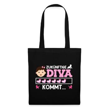 Bald Mama ZUKÜNFTIGE DIVA KOMMT Lustiges - Stoffbeutel - Schwarz - Vorne