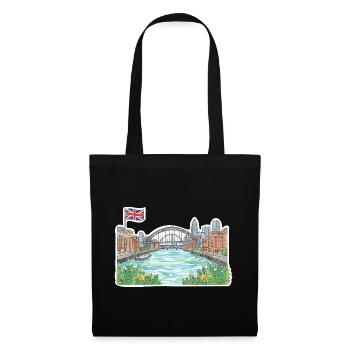 Newcastle Skyline Tyne Bridge Sage Gateshead Art - Tote Bag - black - Front