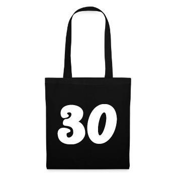 30. 30 ANS. 30e ANNIVERSAIRE. ANNIVERSAIRE 30 ANS. - Sac en tissu - noir - Devant