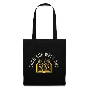 Buch auf Welt aus - Minimalistisches Bücherwurm De - Stoffbeutel - Schwarz - Vorne