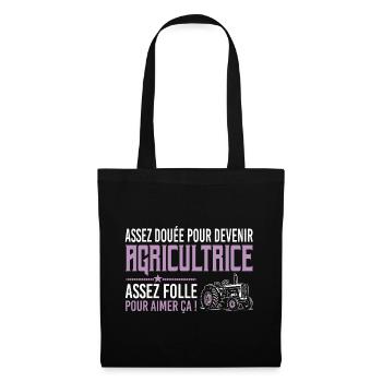 Assez folle pour aimer ça agricultrice humour - Sac en tissu - noir - Devant