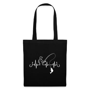 Angler Heartbeat ECG Fish Fishing Hook - Tote Bag - black - Front