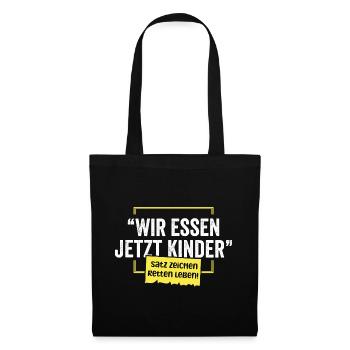 Wir essen jetzt Kinder – Satzzeichen retten Leben  - Stoffbeutel - Schwarz - Vorne