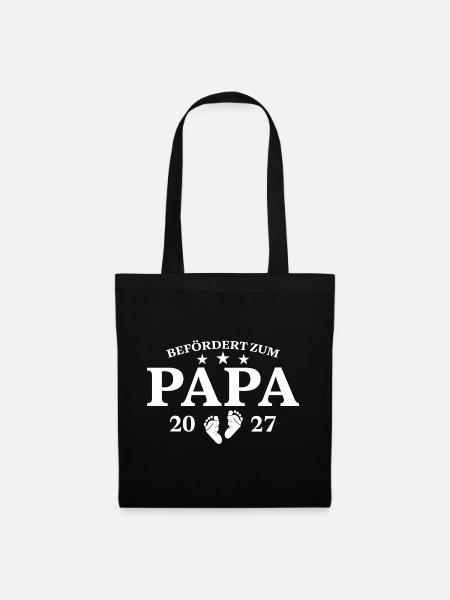 Befördert Zum Papa 2027 Schwangerschaft Geschenk - Stoffbeutel - Schwarz