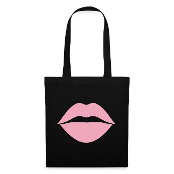 Rosa Lippen - Stoffbeutel - Schwarz - Vorne