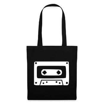 Cadeau vintage cassette rétro des années 80 et 90 - Sac en tissu - noir - Devant