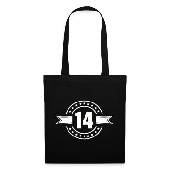 Conception anniversaire du badge n°14 - Sac en tissu - noir - Devant