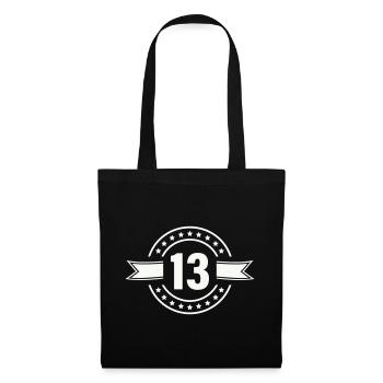 Round 13-star badge with ribbon - Tote Bag - black - Front