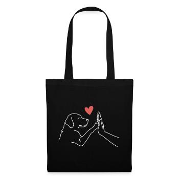 Hand mit Hundepfote | Hunde Fan | beste Freunde - Stoffbeutel - Schwarz - Vorne