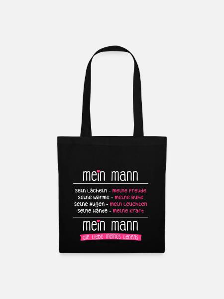 Mein Mann ist die Liebe meines Lebens - Geschenk - Stoffbeutel - Schwarz