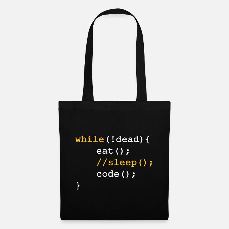 While dead - eat sleep code repeat if Coding - Stoffbeutel - Schwarz