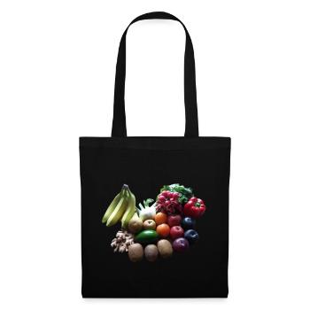 Fruits et légumes et fruits Végétaliens Végétariens - Sac en tissu - noir - Devant