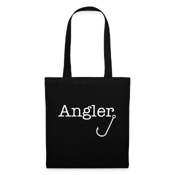 Angler Fischer Fischen Angeln - Stoffbeutel - Schwarz - Vorne