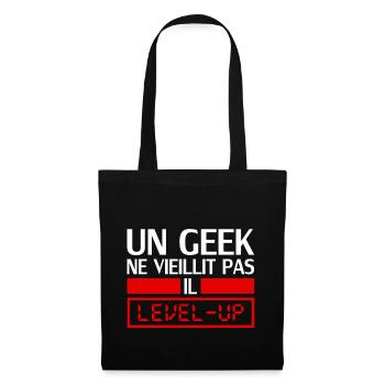 un geek ne vieillit pas il level up - Sac en tissu - noir - Devant