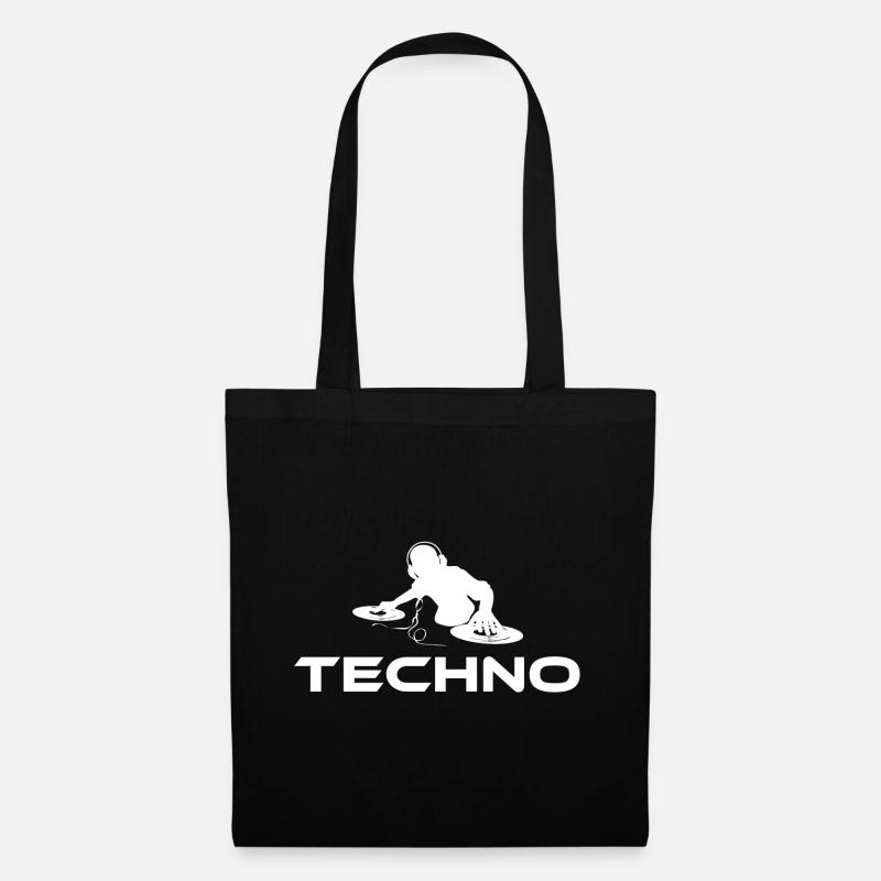 techno dj blanc - Sac en tissu - noir