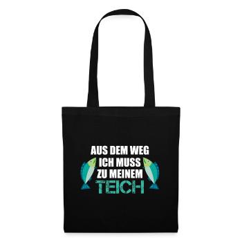 Teich Fisch Fischer lustig Geschenkidee - Stoffbeutel - Schwarz - Vorne