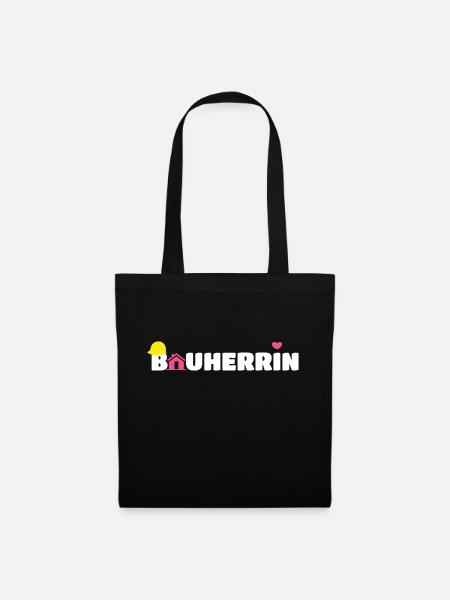 Bauherrin Baustelle Hausbau Bauhelm Frau - Stoffbeutel - Schwarz