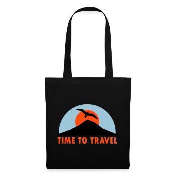 Temps de voyage (montagne, soleil, oiseau) - Sac en tissu - noir - Devant