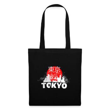 Tokio Japan Asien Stadt Skyline Schrift Grunge - Stoffbeutel - Schwarz - Vorne