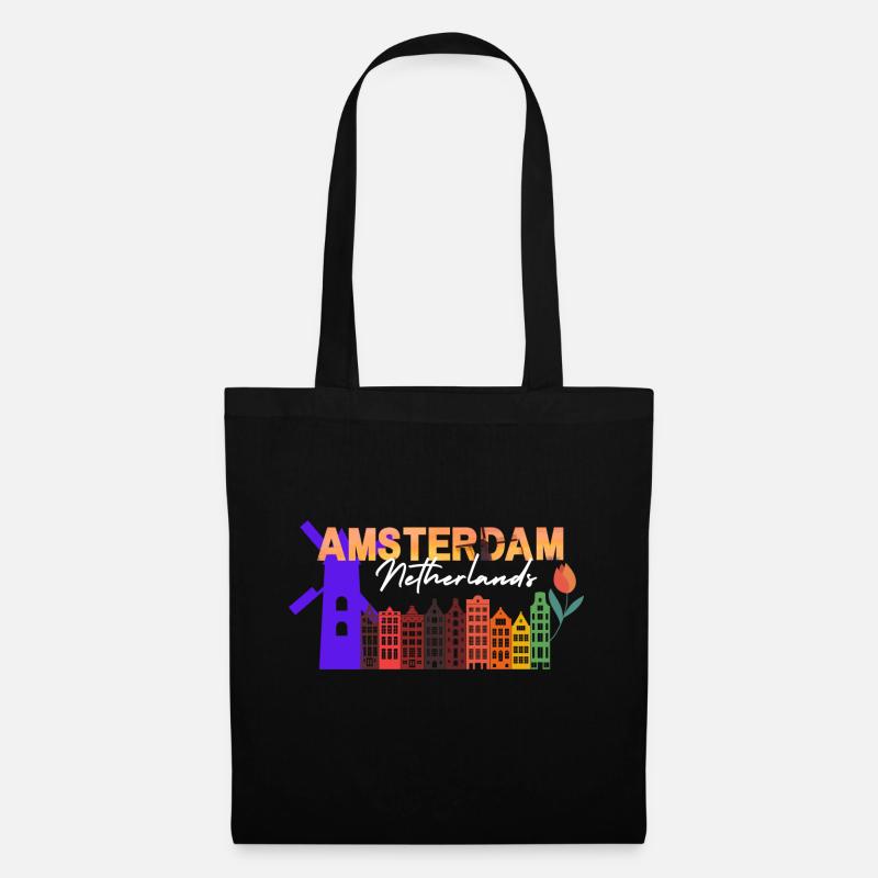 Stadt Amsterdam - Stoffbeutel - Schwarz
