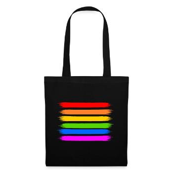 Regenbogen Regenbogenfahne - Stoffbeutel - Schwarz - Vorne
