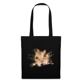 Chat orange avec éclaboussure d’aquarelle - Sac en tissu - noir - Devant