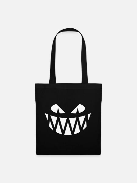 Halloween Fratze (Smile / Zähne / White) - Stoffbeutel - Schwarz