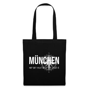 Koordinaten München - Stoffbeutel - Schwarz - Vorne