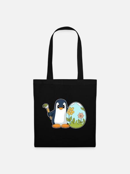 Pinguin Ostern Osterei - Stoffbeutel - Schwarz