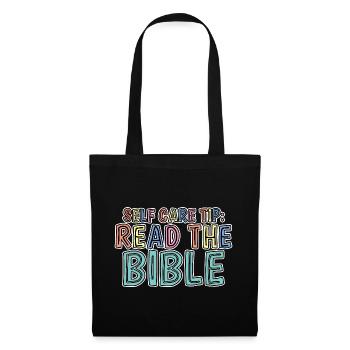 Self Care Tip Read The Bible 2 - Stoffbeutel - Schwarz - Vorne