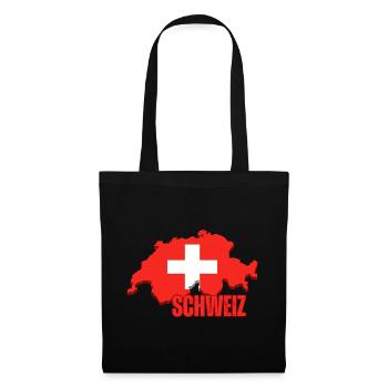 Flagge der Schweiz, Schweizer Stolz - Stoffbeutel - Schwarz - Vorne