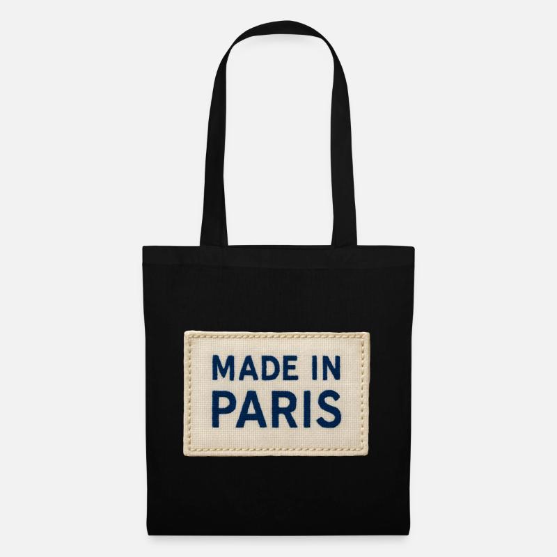 Made in Paris Fabric Patch - Tote Bag - black