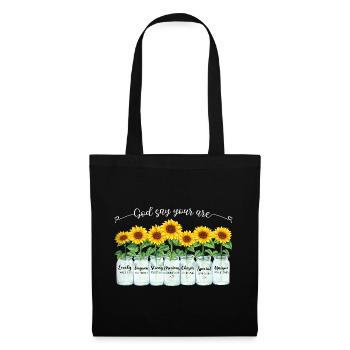 Inspirierende Christliche Sonnenblumen Jesus - Stoffbeutel - Schwarz - Vorne