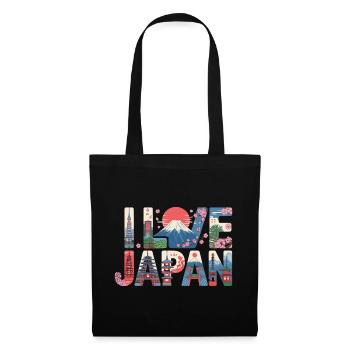 Japan Skyline Cherry Blossoms Fuji Temple Vacation - Tote Bag - black - Front